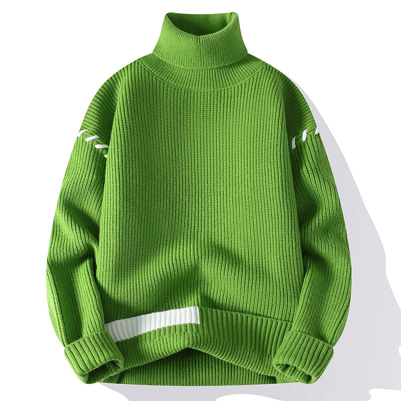 Damen Grober Rollkragenpullover mit dekorativen Ärmeldetails Stilzeits