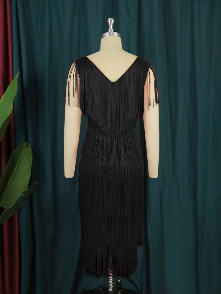 Damen Fransen Kleid Stilzeits