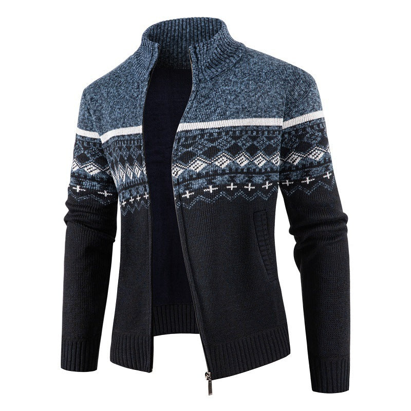 Herren modische Strickjacke mit hohem Kragen Stilzeits