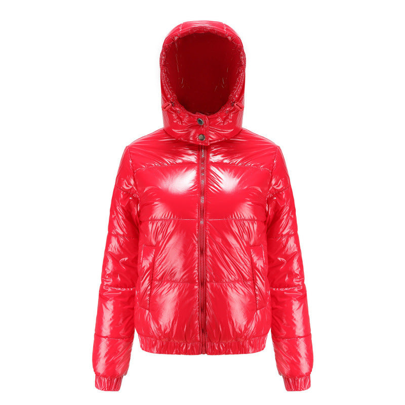 Damen glänzende Winterjacke Stilzeits