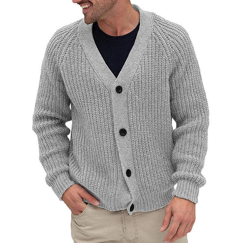 Herren Strickjacke mit grober Maschenstruktur und eleganten Knopfdetails Stilzeits