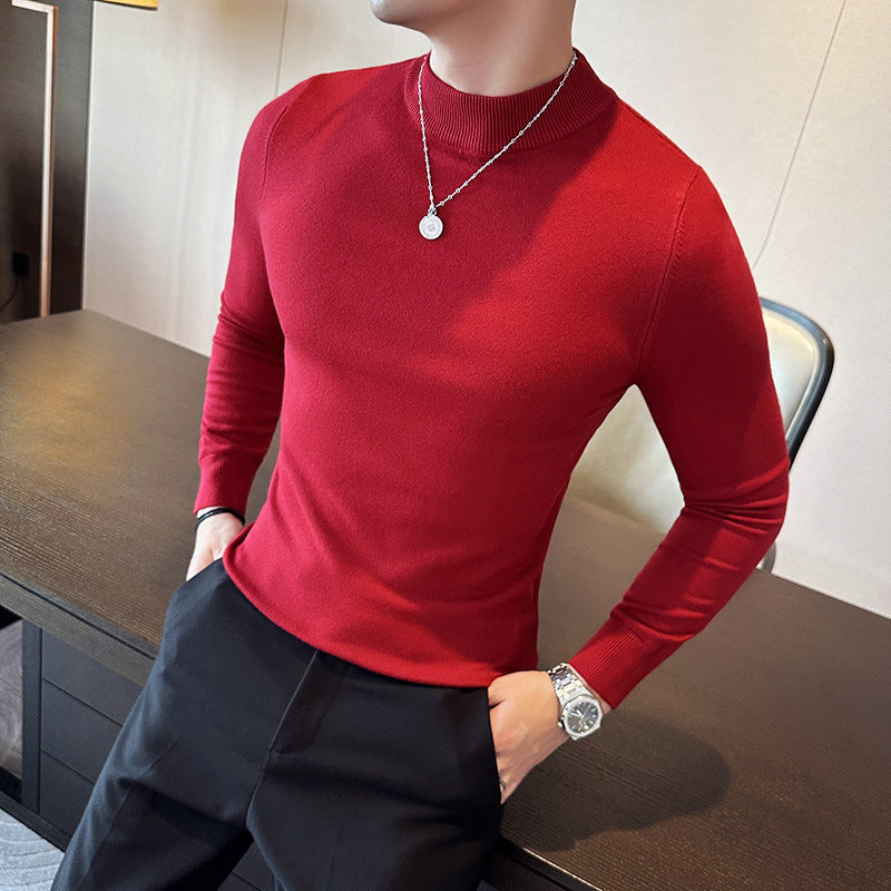 Herren modischer Pullover mit hohem Kragen und eleganter Passform Stilzeits