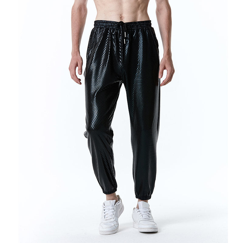 Herren futuristische Mesh-Hose im angesagten Metallic-Look Stilzeits