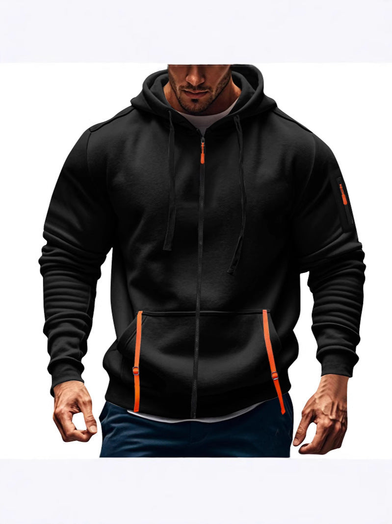Herren sportliche Kapuzenjacke mit praktischen Reißverschlusstaschen Stilzeits