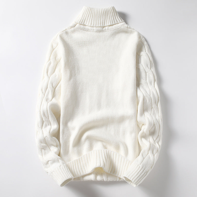 Herren Strickpullover mit Rollkragen und Zopfmuster Stilzeits