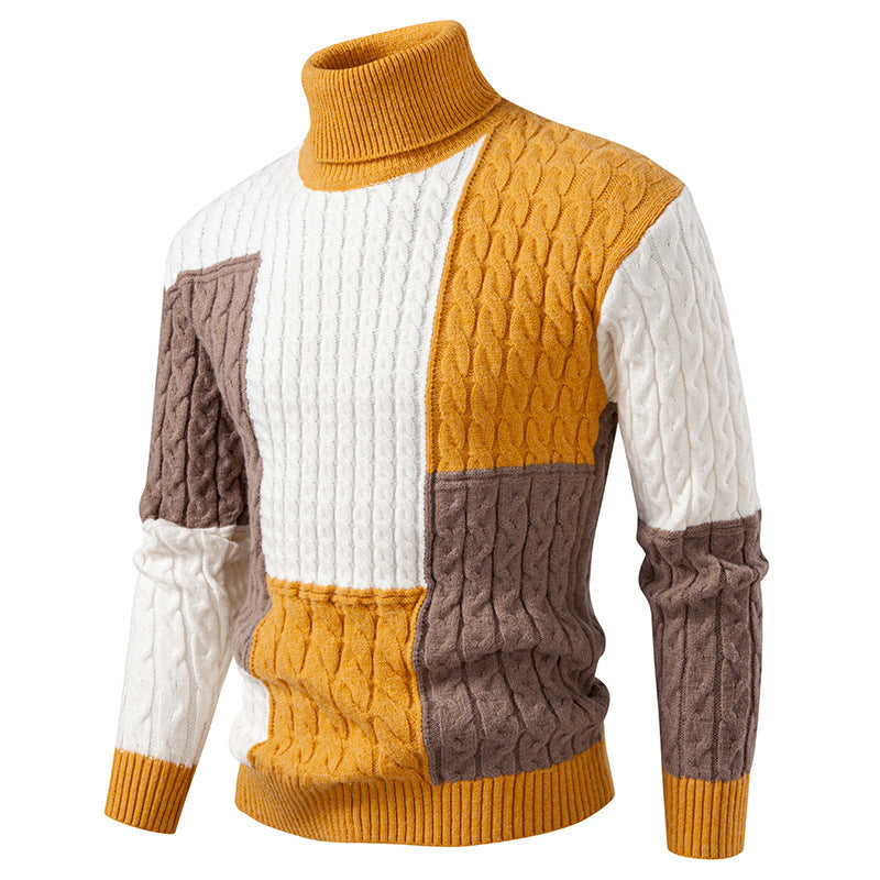 Herren hochwertiger Strickpullover mit modernem Farbblockdesign Stilzeits
