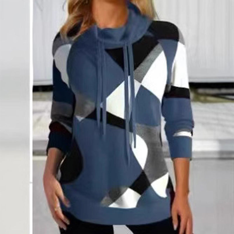 Damen Kapuzenpullover mit geometrischem Muster und hoher Passform Stilzeits