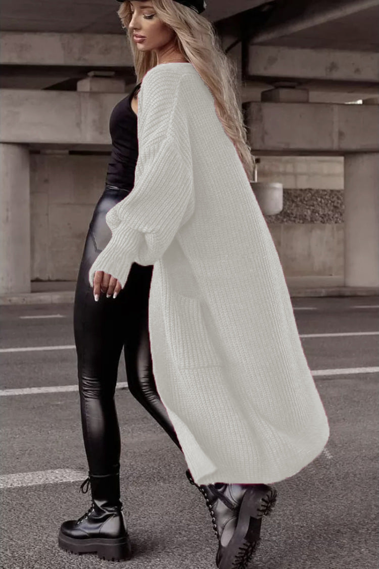 Damen Grobstrickmantel im lässigen Oversized-Stil mit tiefen Taschen Stilzeits