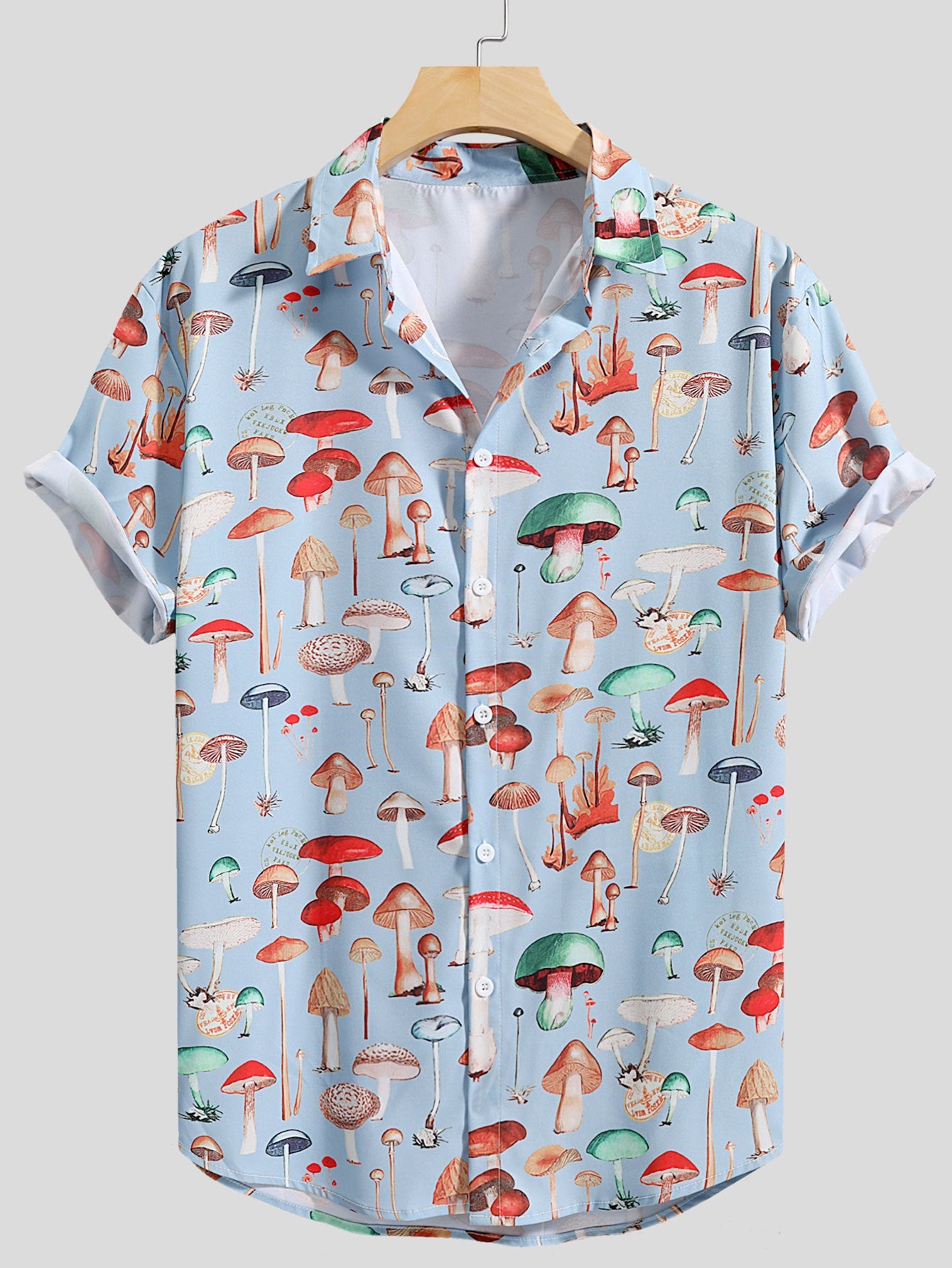Herren Kurzarmhemd mit kreativem Pilzmuster und bequemer Passform Stilzeits
