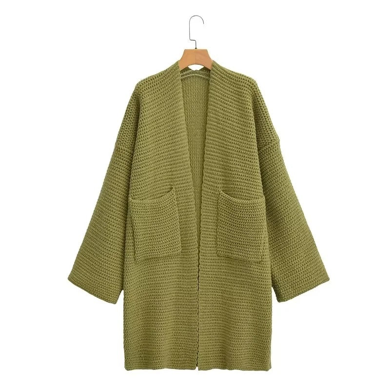 Damen Strickmantel mit Taschen Stilzeits