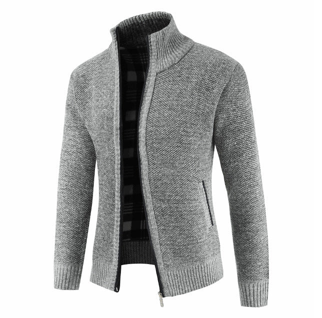 Herren Strickjacke mit hohem Kragen und seitlichen Taschen Stilzeits