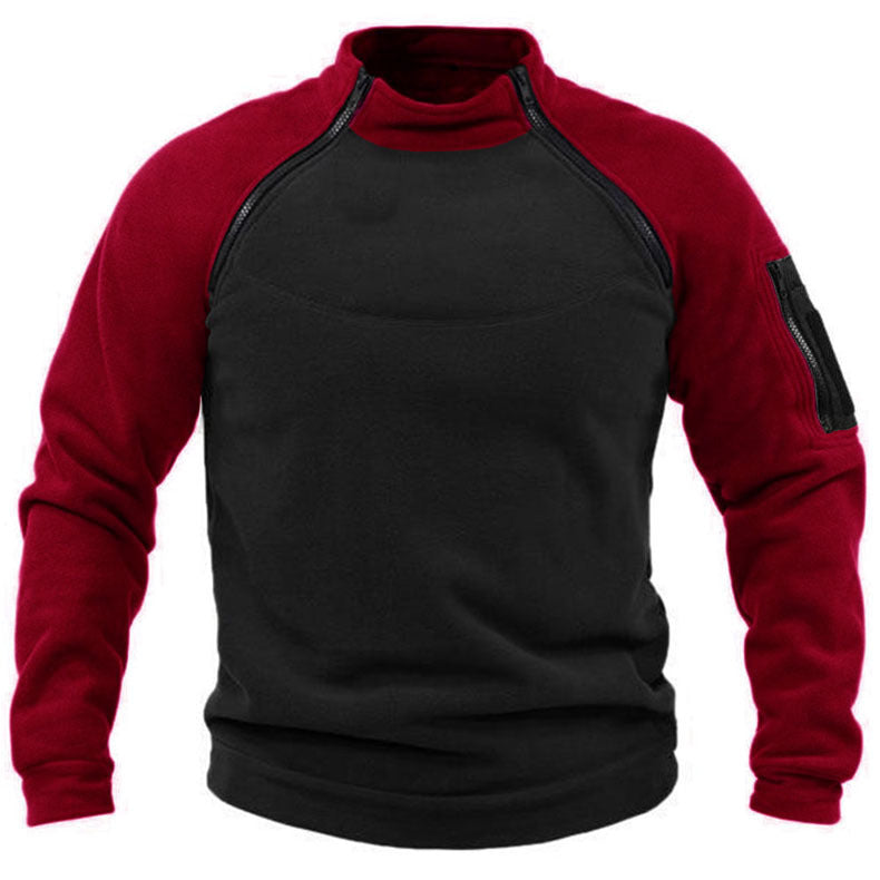 Herren Fleece-Pullover mit hohem Kragen und funktionalen Taschen Stilzeits