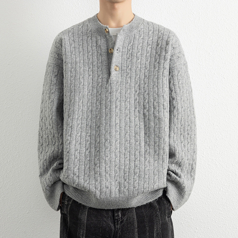 Herren Strickpullover mit Knopfdetails und strukturierter Oberfläche Stilzeits