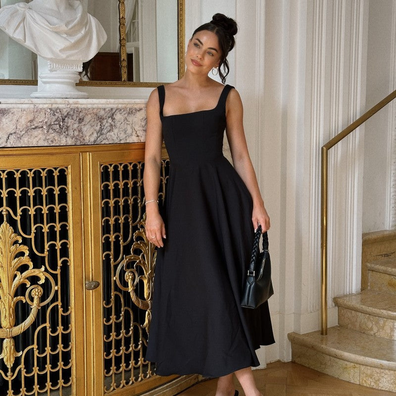 Damen Elegantes Maxikleid mit traumhaftem A-Linien Schnitt und schickem Quadrat-Ausschnitt Stilzeits