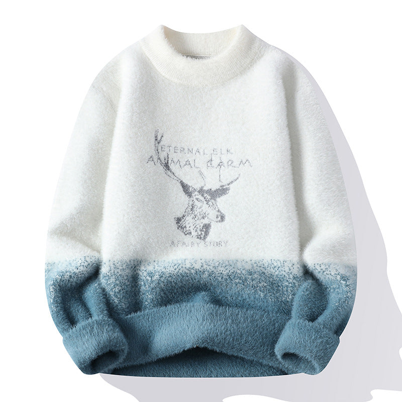 Damen Flauschiger Winterpullover mit kreativem Motiv und hohem Kragen Stilzeits