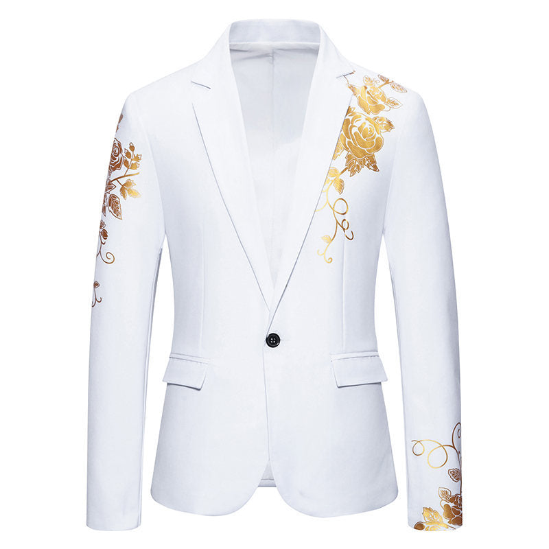 Herren eleganter Blazer mit floralem Gold-Design Stilzeits