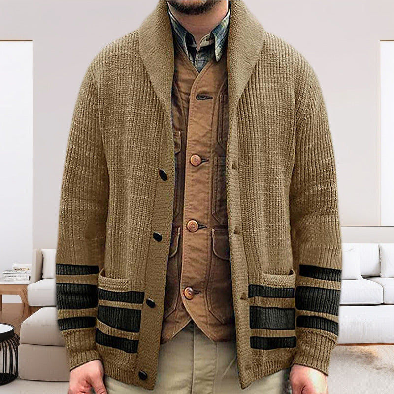 Herren Strickjacke mit modernem Waffelmuster und praktischen Taschen Stilzeits