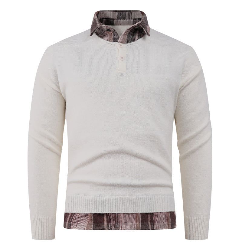 Herren Pullover mit integriertem Hemdkragen und Knopfdetails Stilzeits