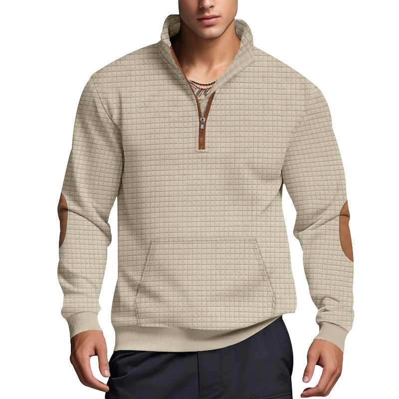 Herren strukturierter Fleece-Pullover mit modischem Stehkragen Stilzeits