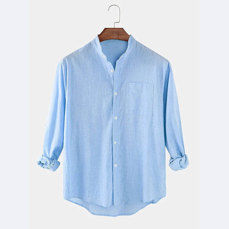 Herren Lässiges Langarmhemd aus leichtem Leinen Stilzeits