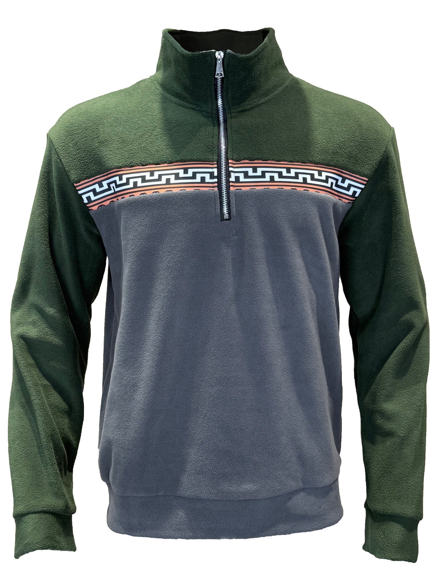 Herren Fleece-Pullover mit stylishem Stehkragen und farblich abgesetztem Muster Stilzeits