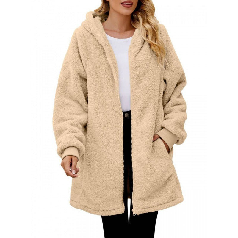 Damen Kuschelige Fleecejacke mit Kapuze Stilzeits