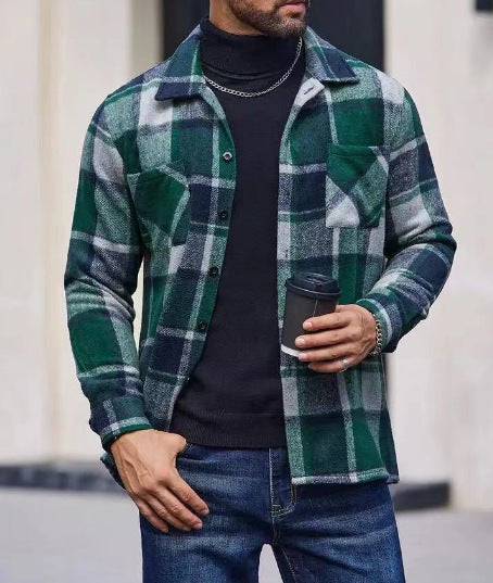 Herren lässige Karomuster Hemdjacke Stilzeits