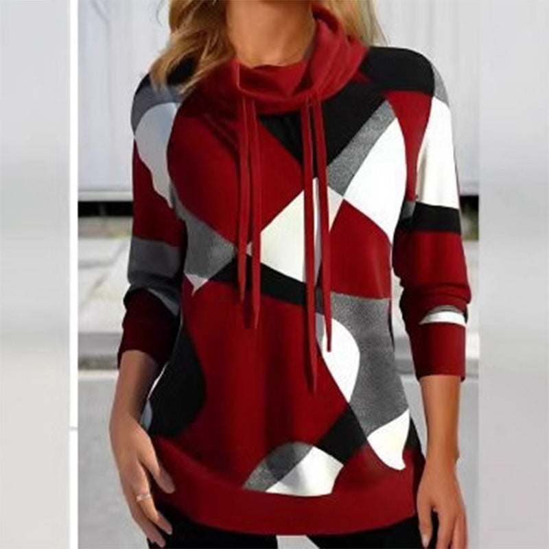 Damen Kapuzenpullover mit geometrischem Muster und hoher Passform Stilzeits