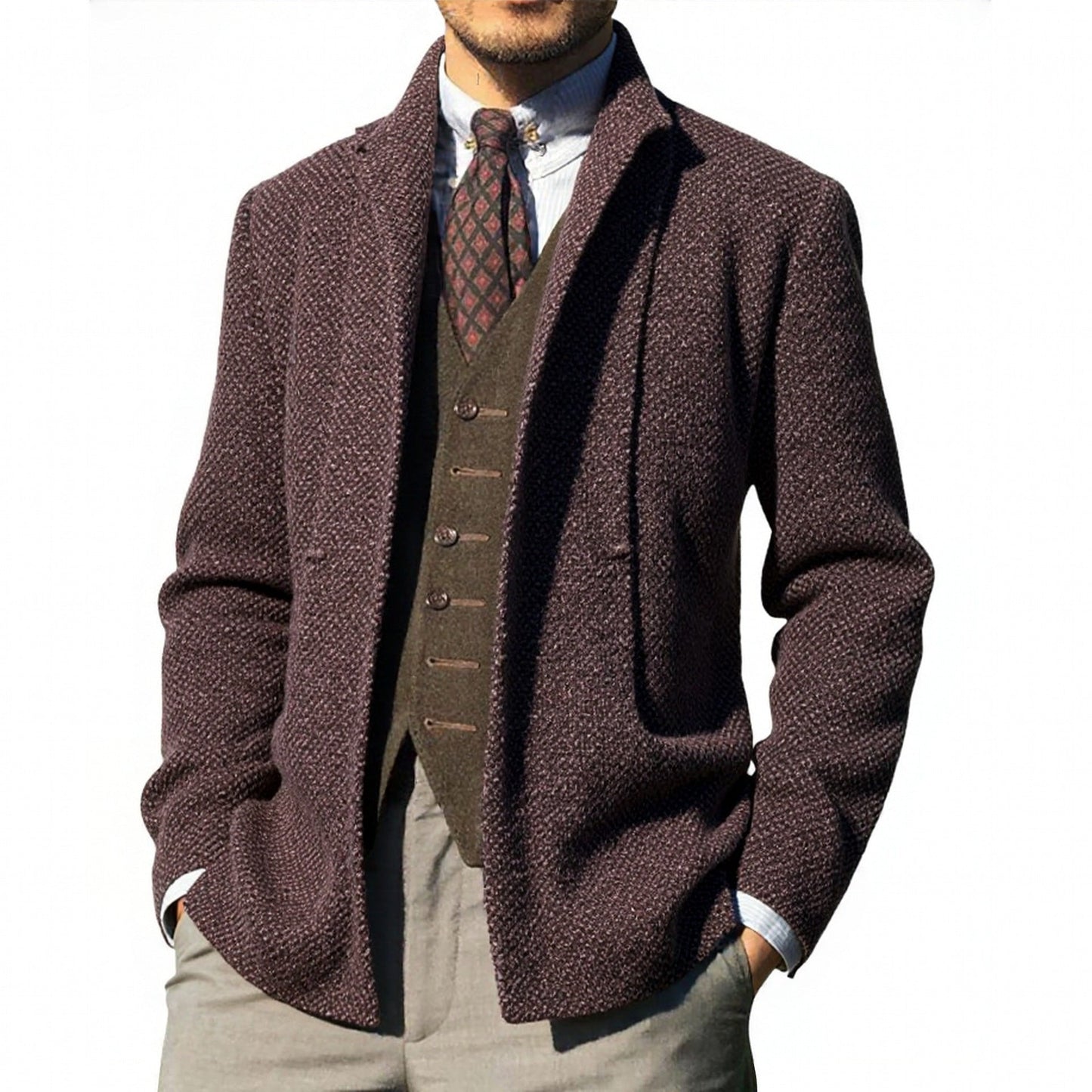 Herren elegante Strickjacke mit modernem Schnitt und praktischen Taschen Stilzeits