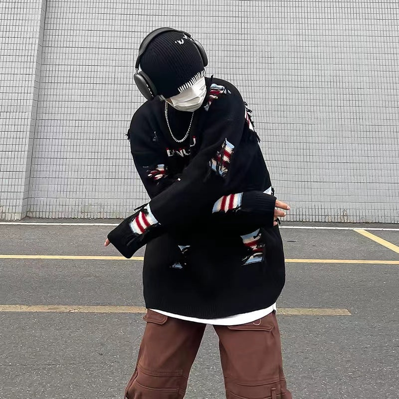 Damen Urbaner Strickpullover mit einzigartigen Rippdetails und Distressed-Design Stilzeits