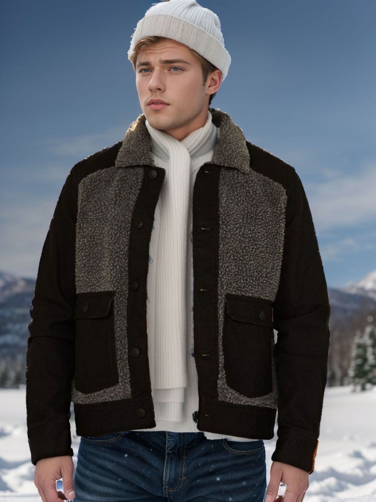 Herren etwas übergroße Jacke mit weichem Futter und praktischen Taschen Stilzeits