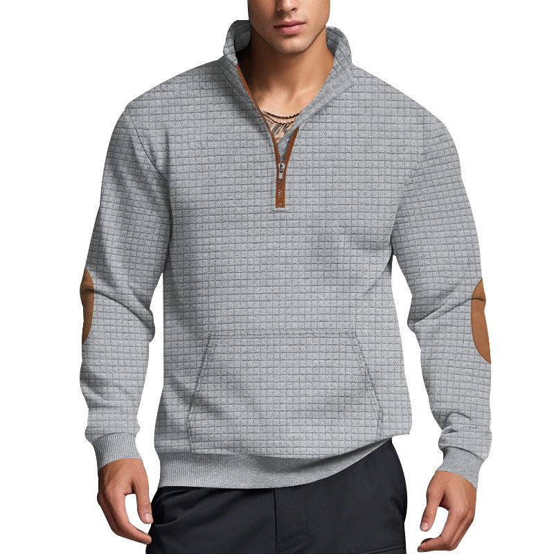 Herren strukturierter Fleece-Pullover mit modischem Stehkragen Stilzeits