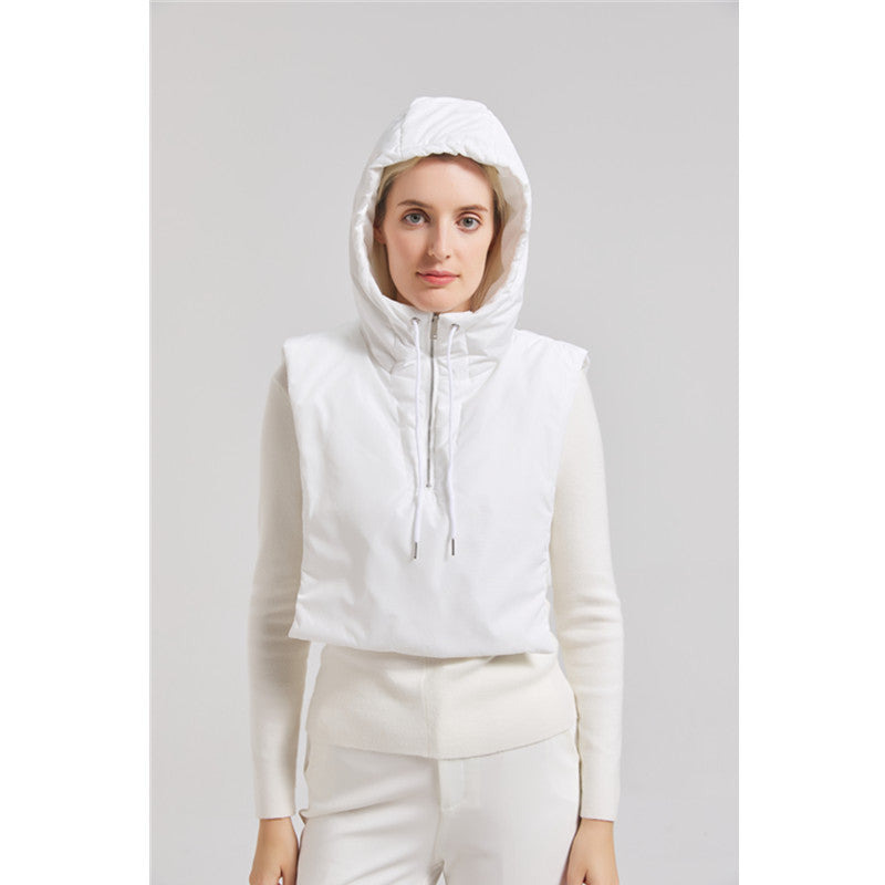 Damen Kapuzenweste mit hohem Kragen und verstellbarem Saum Stilzeits