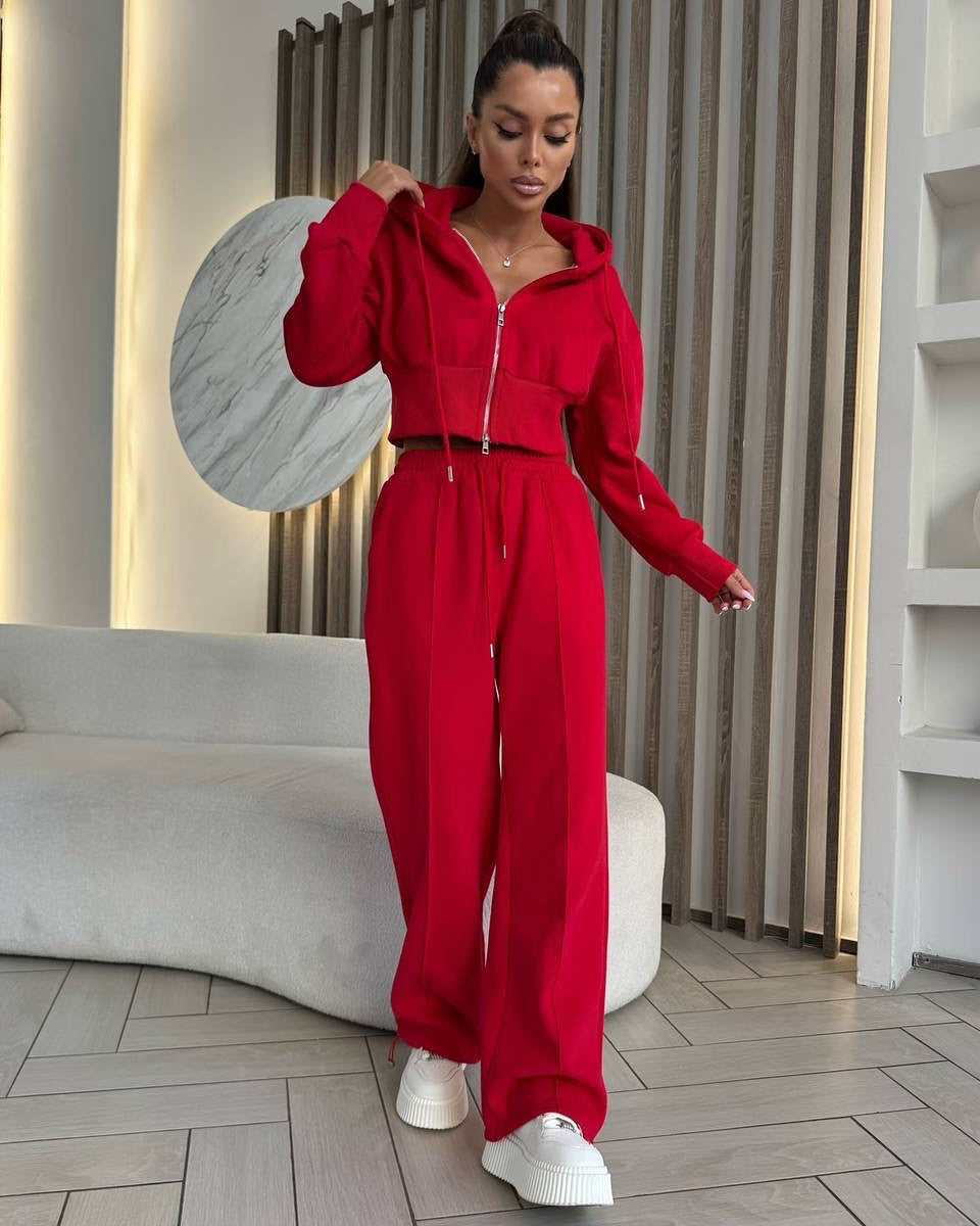 Damen sportliches Hoodie-Set mit weitem Schnitt und elastischem Bund Stilzeits