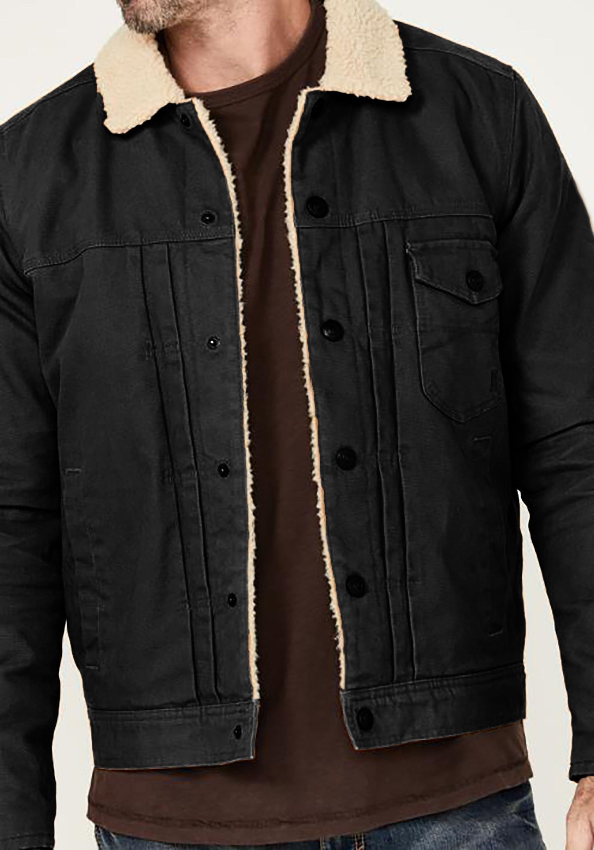 Herren kuschelige Denimjacke mit Sherpa-Futter Stilzeits