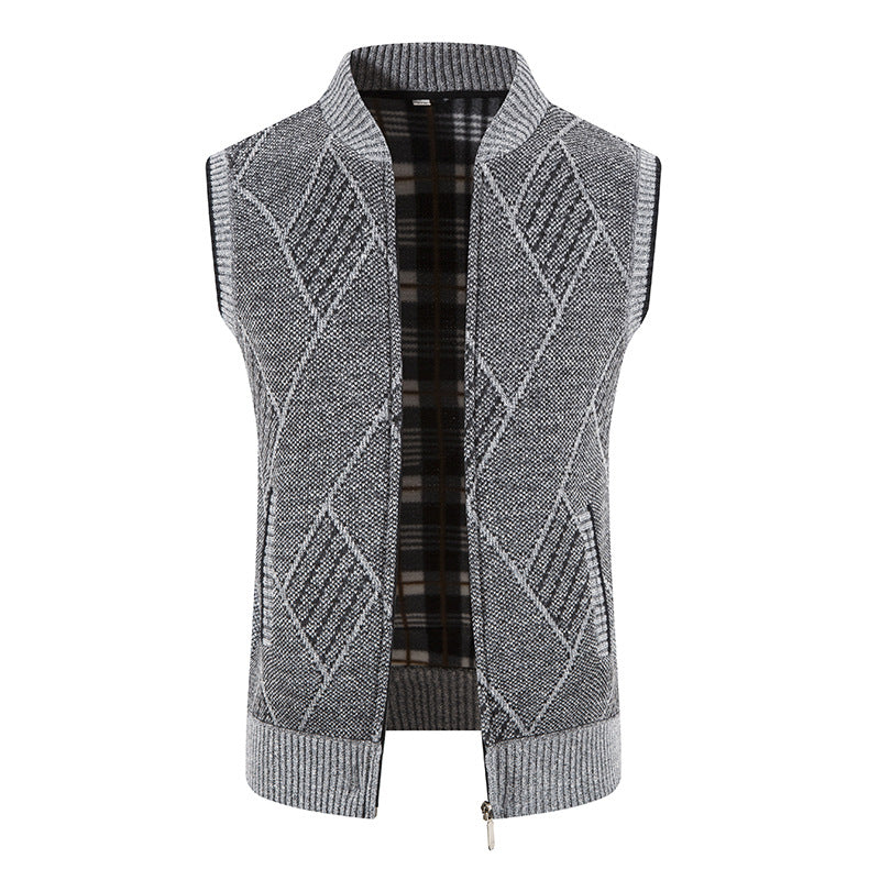 Herren modische Strickweste mit strukturiertem Rautenmuster Stilzeits