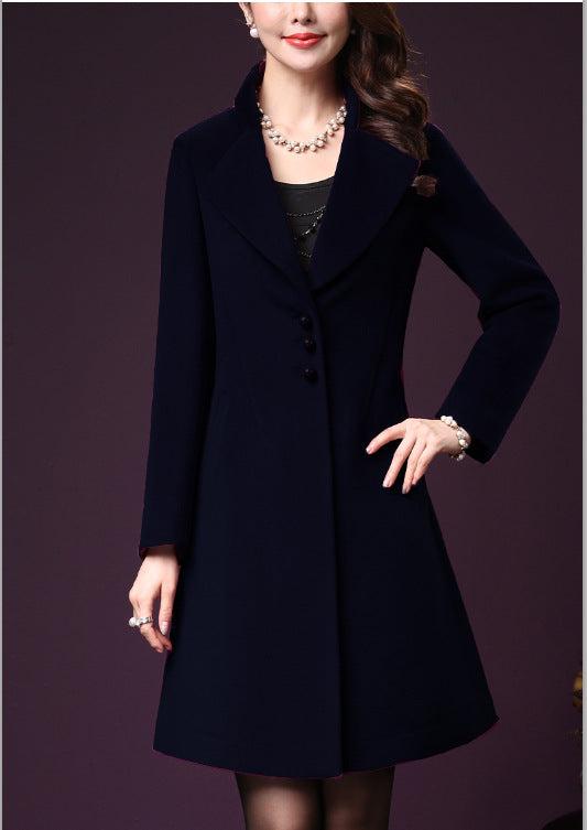 Damen klassischer, taillierter Wollmantel mit elegantem Revers Stilzeits