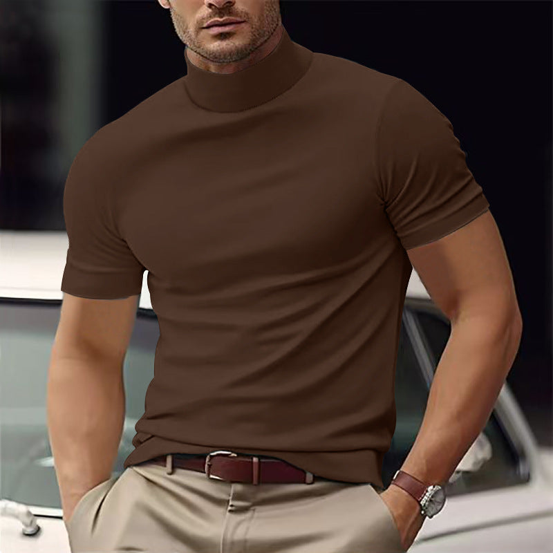 Herren Kurzarm Turtleneck T-Shirt Stilzeits