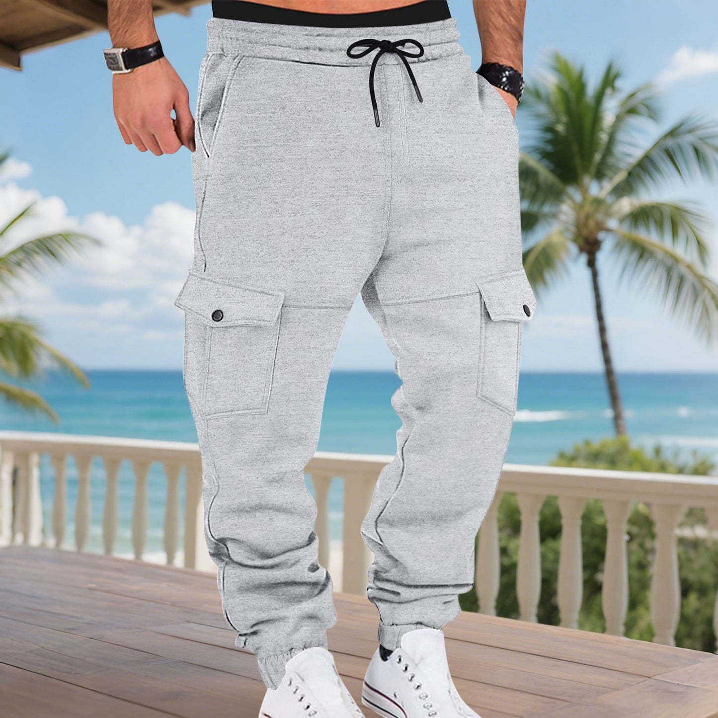 Herren Cargo-Sweatpants mit praktischen Seitentaschen und elastischem Bund Stilzeits
