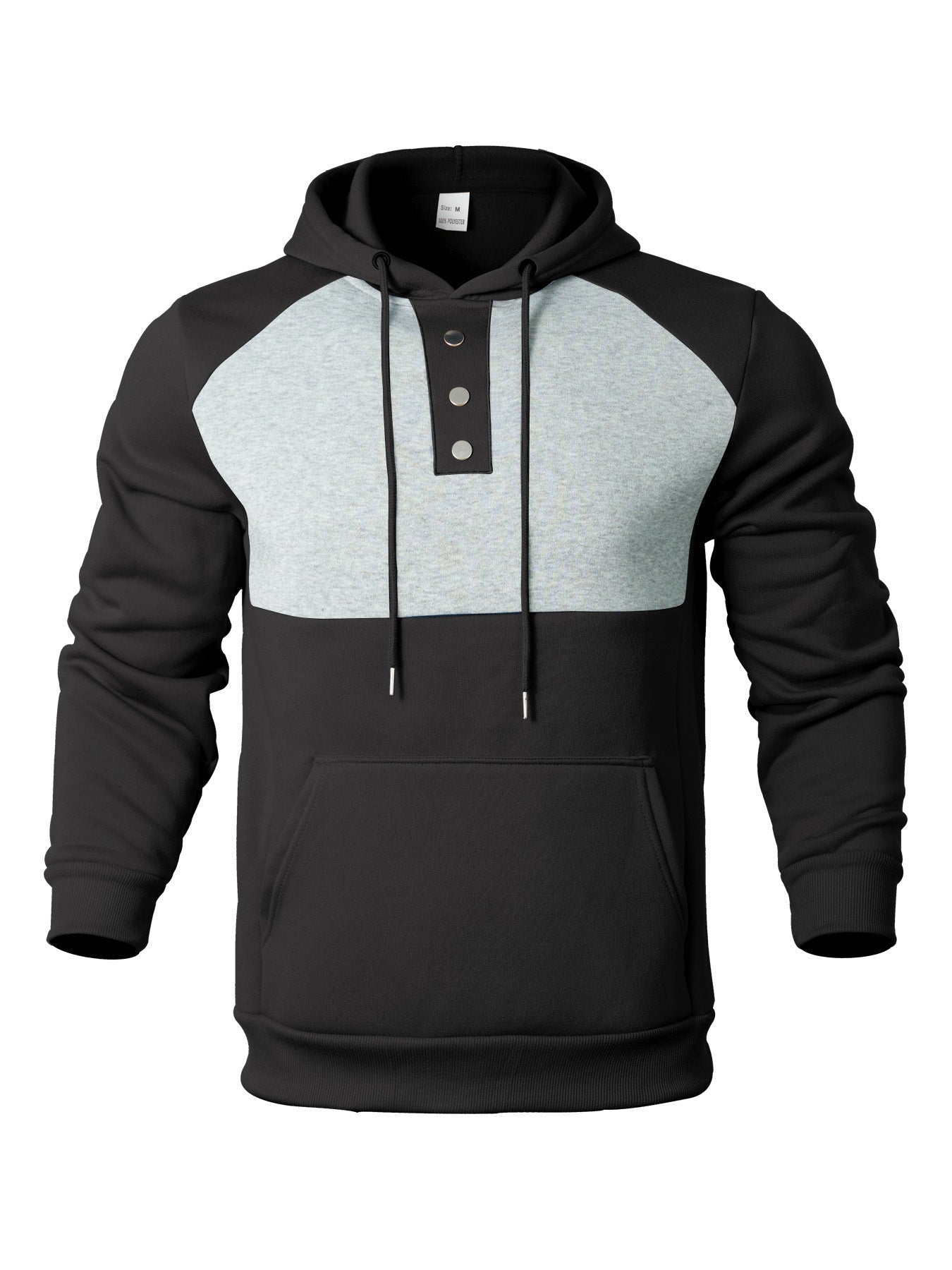 Herren Hoodie mit Knopfleiste und Kontrastdetails Stilzeits