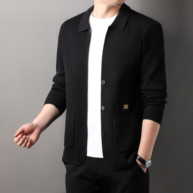 Herren Strickjacke mit hohem Kragen Stilzeits