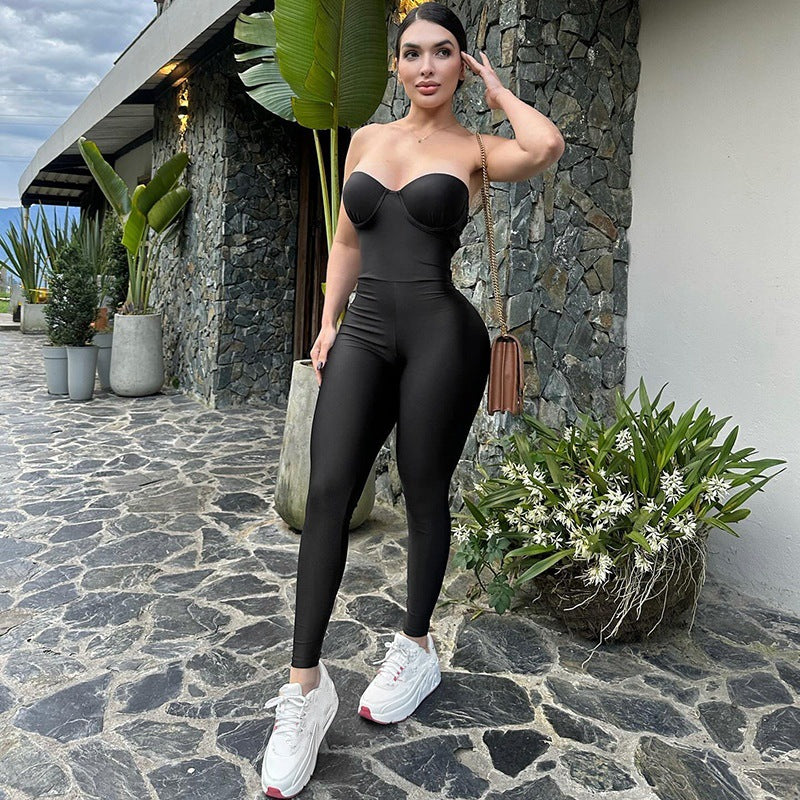Damen Körperbetonter Jumpsuit mit Bügel-Bustier Stilzeits
