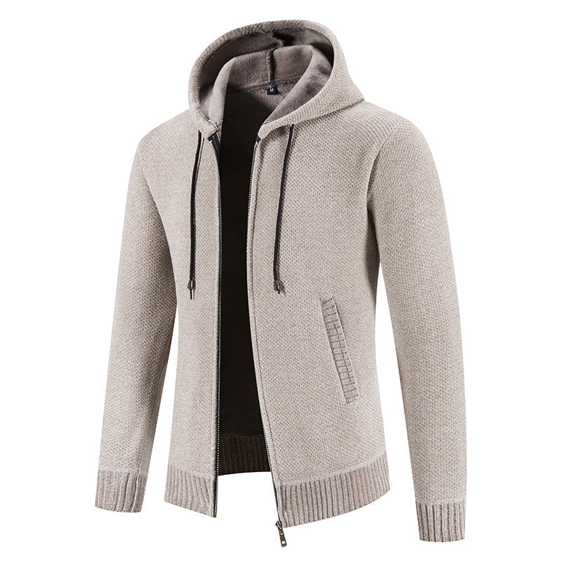 Herren Strickjacke mit Kapuze und strukturiertem Design Stilzeits