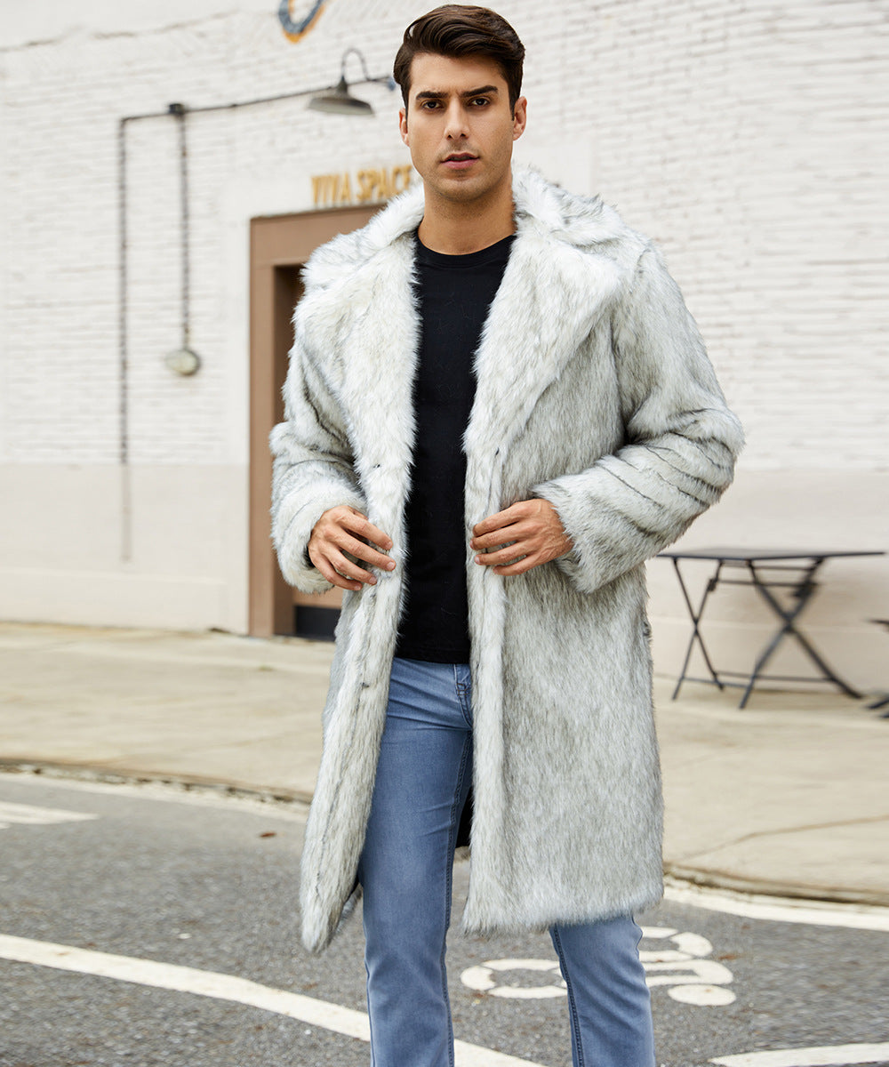 Herren Modischer Kunstpelzmantel mit breitem Kragen und bequemer Passform Stilzeits