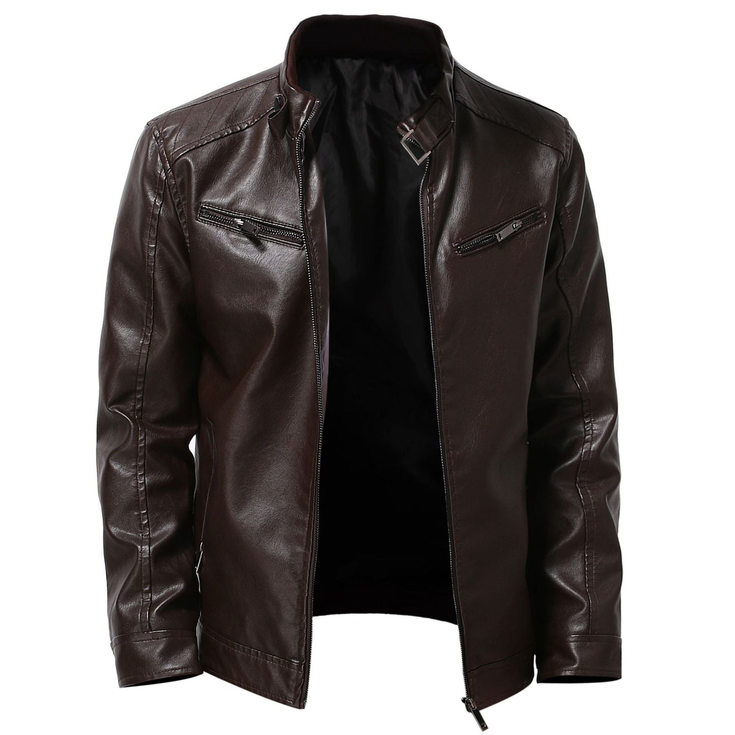 Herren stylische Kunstleder-Motorradjacke im Biker-Stil Stilzeits