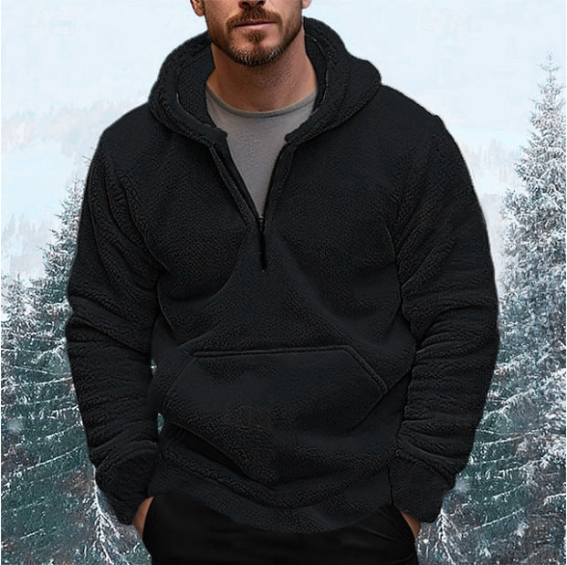 Herren Kuscheliger Fleece-Hoodie mit halblangem Reißverschluss Stilzeits