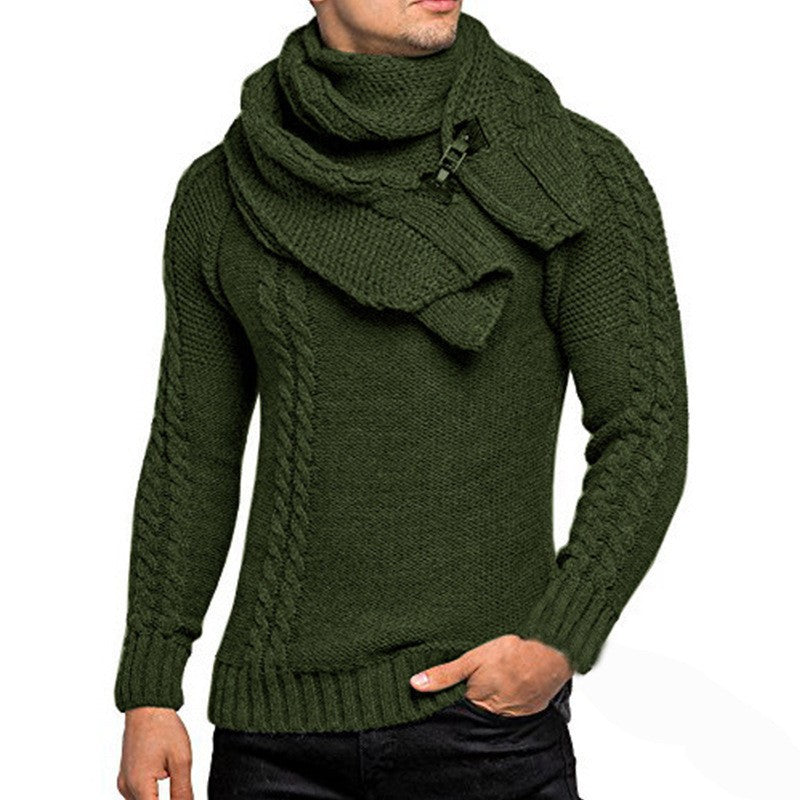 Herren Strickpullover mit integriertem Schal Stilzeits