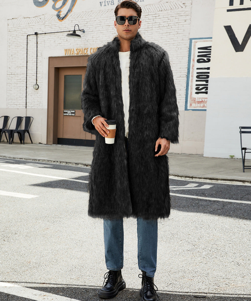 Herren Eleganter und kuscheliger Langmantel aus Kunstfell Stilzeits