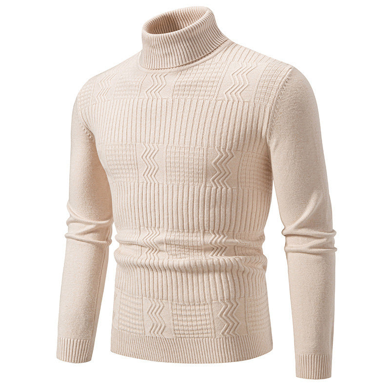 Herren eleganter Rollkragenpullover mit strukturiertem Design Stilzeits
