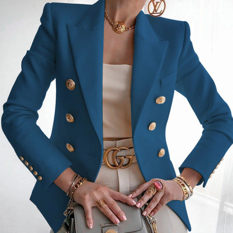 Damen Edler Blazer mit Goldknopf-Detail und klassischem Schnitt Stilzeits